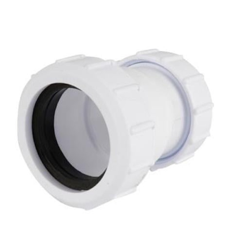 PLASTIC COMPRESSION 40MM X 32MM REDUCING COUPLING WHITE