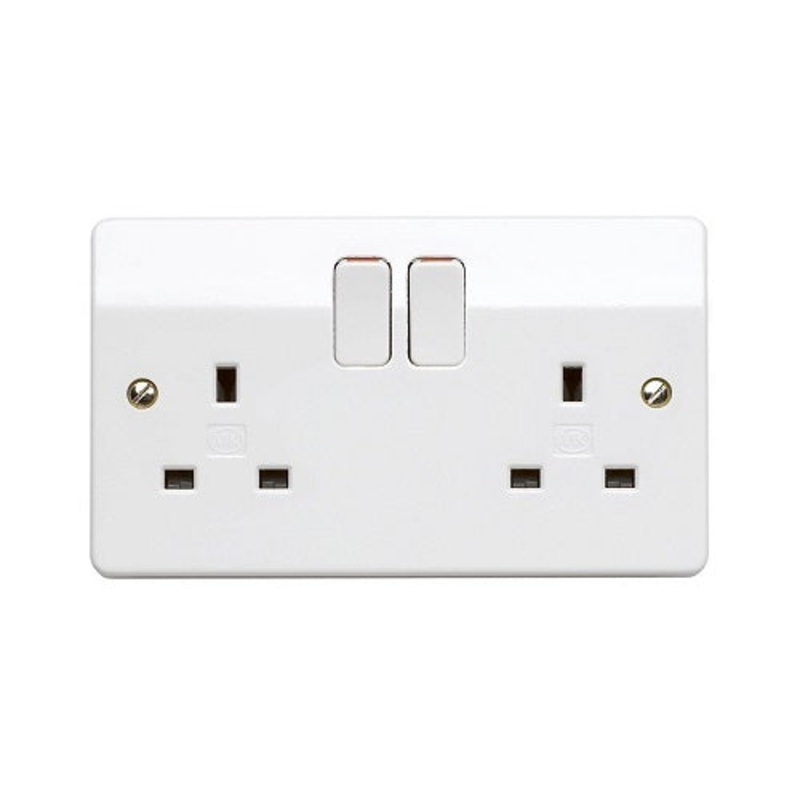 13 Amp 2 Gang DP Switched Socket (MK K2747WHI)
