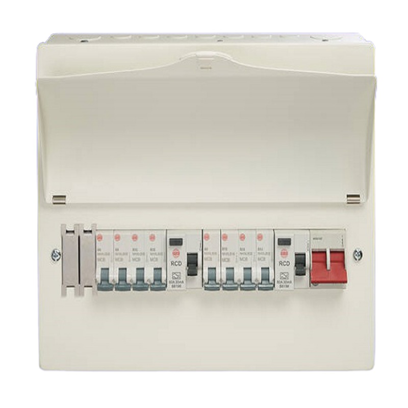 Wylex 15 Way 100A Switch Dual 80A 30mA RCDs Flexible Consumer Unit c/w 10 MCBs (3x6A, 2x16A, 5x32A) and 5 blanks