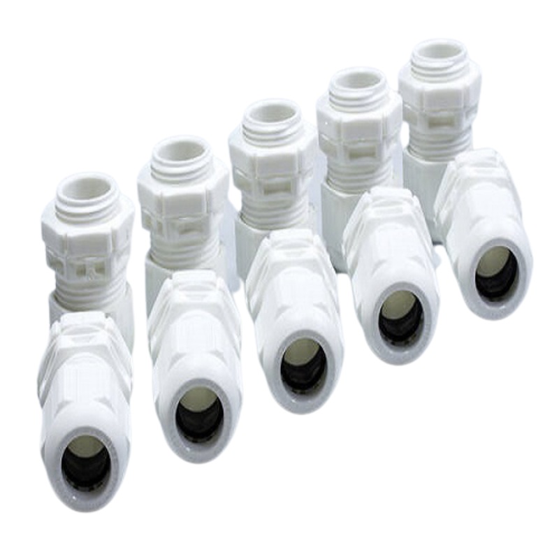Wiska 20mm IP68 Compression Gland c/w Locknut – White (10 Pack)