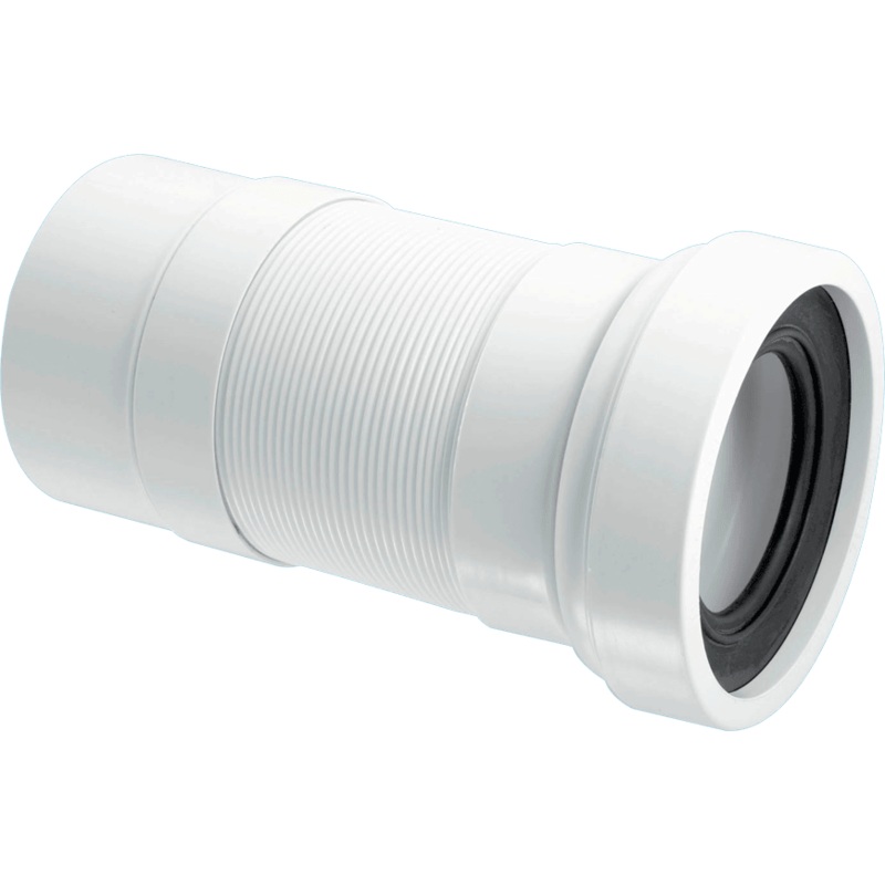 McAlpine 4 Short Flexible Straight WC Pan Connector White 100-160mm WC-F18R
