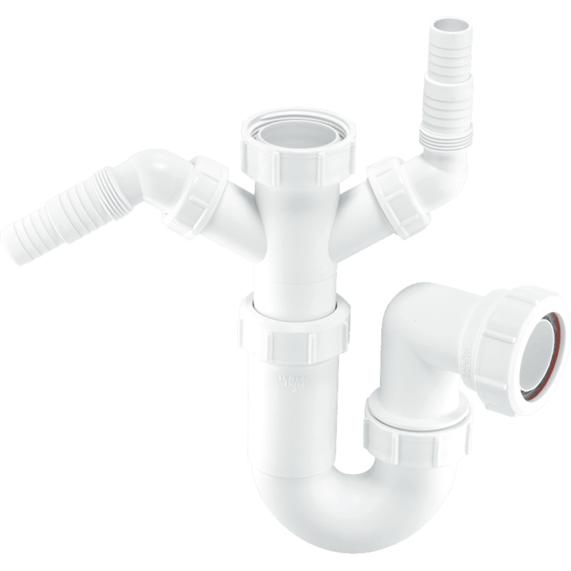 McAlpine Double Appliance Sink Trap with Twin 135 Degree Nozzles White 40mm WM11