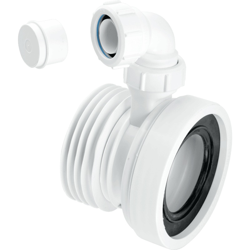 McAlpine Rigid Straight WC Connector White 120mm with Vent Boss WC-CON1V