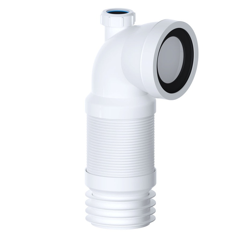 Viva Slinky-Fit 90 Degree Flexible Pan Connector 300 – 600mm with 1 Adapter White PP0002/D