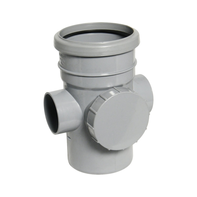 FloPlast Push-Fit Single Socket Access Pipe Grey 110mm SP274G