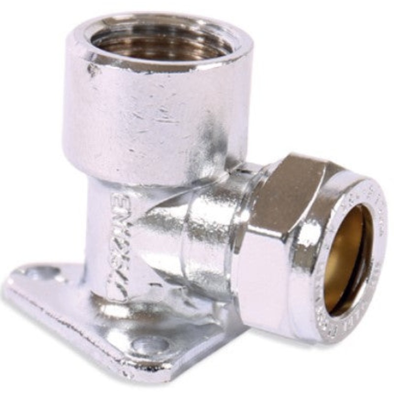 Flowflex Compression Wallplate Elbow Adaptor 15mm X 1/2 Chrome P803WPCP.2