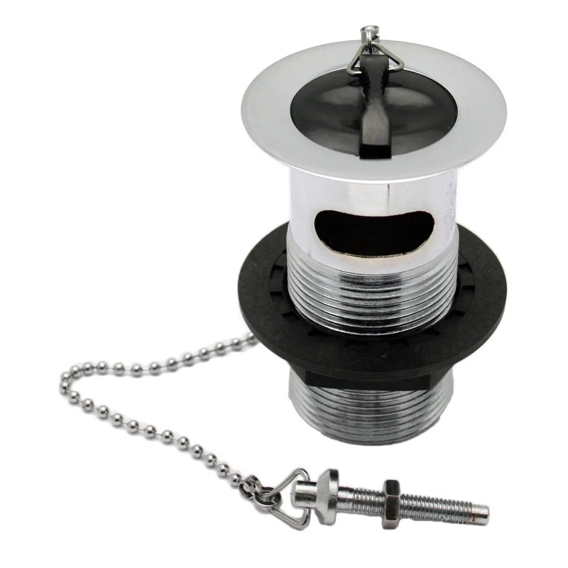 Embrass Peerless 201240 Basin Waste 1 1/4 Slotted With Chain & Poly Plug Chrome