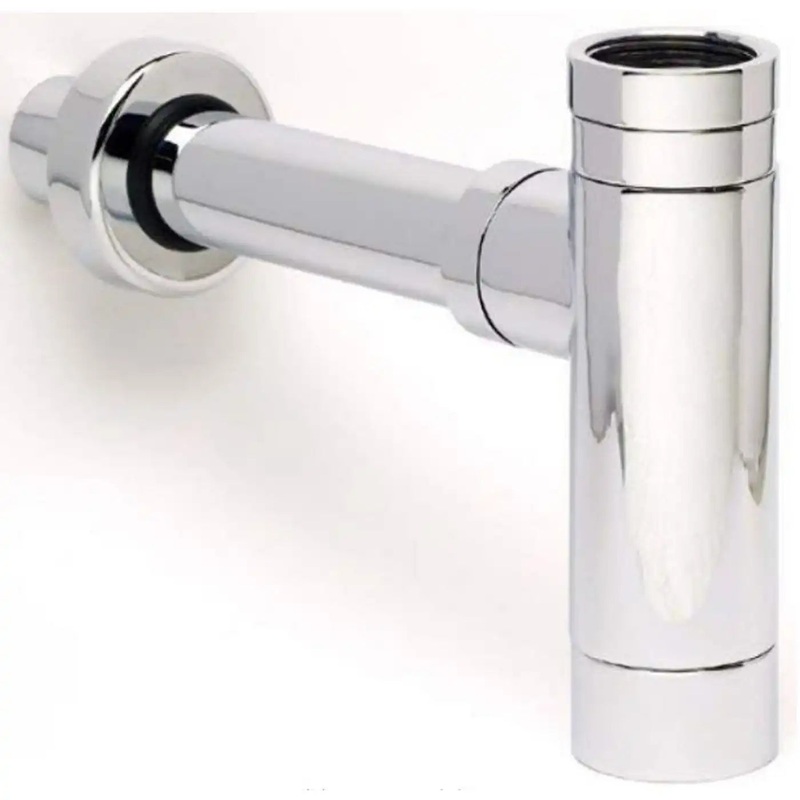 Embrass Peerless 202117 Modern 1 1/4 Bottle Trap 300mm External & Wall Flange Seal 76mm Chrome