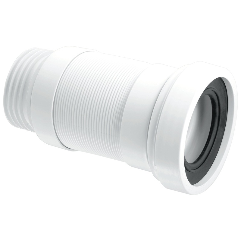 McAlpine 3 1/2 Flexible Straight WC Pan Connector White 140mm – 290mm WC-F23S