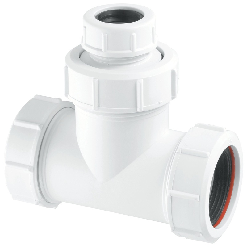 McAlpine V1MX-CO 1 1/2 Universal Slip Tee With Condensate Reducer White