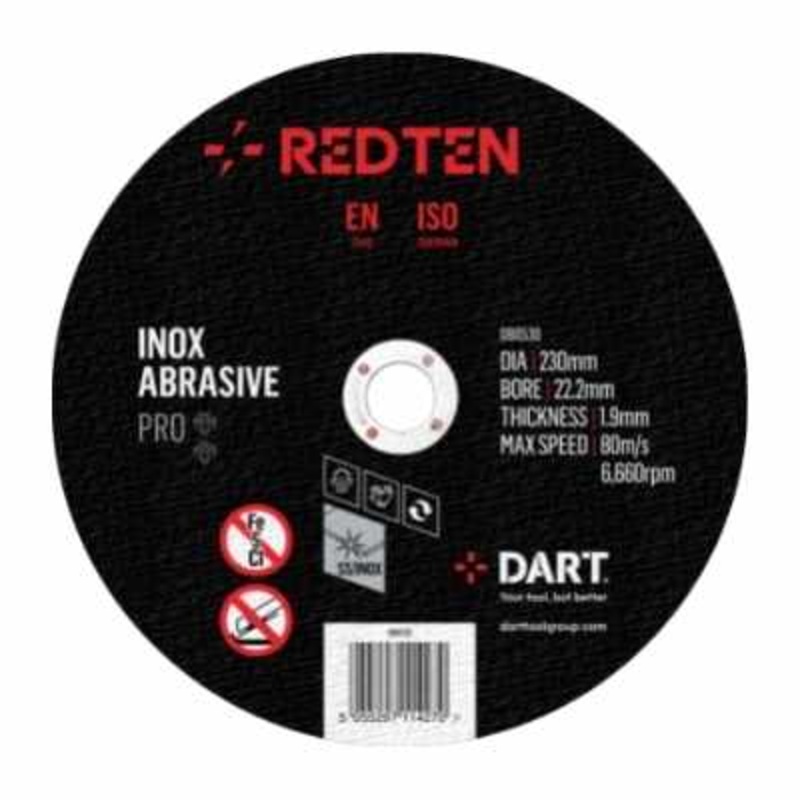 Dart Red Ten SS/Inox Abrasive Discs 115mm X 22.2mm (Pk10) DB0511