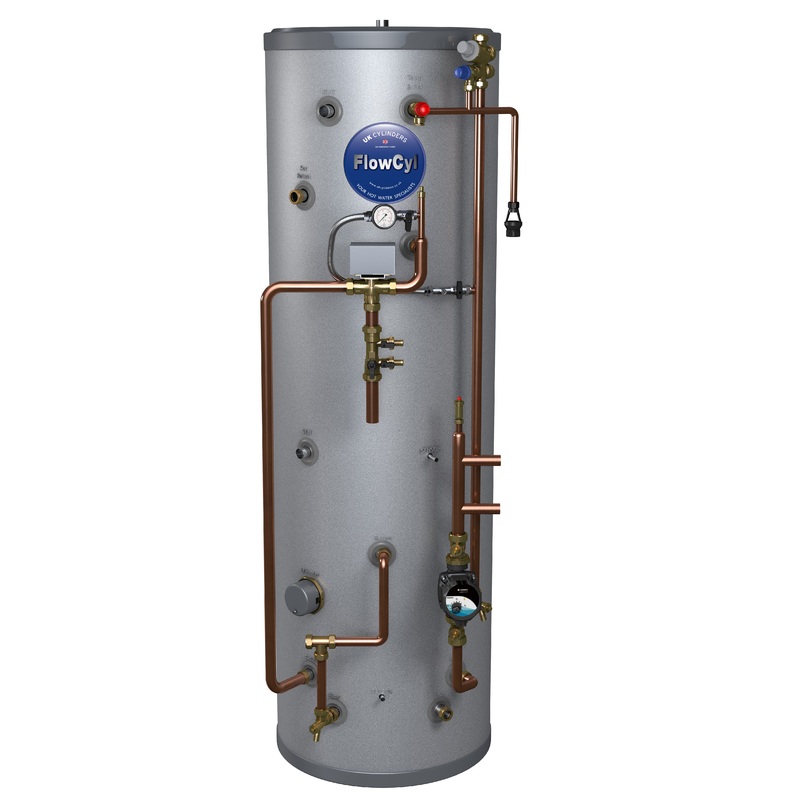 UK Cylinders Flowcyl Heat Pump Cylinder Buffer Combi 180/50L Pre-Plumbed 1 Pump FCPPB5018X