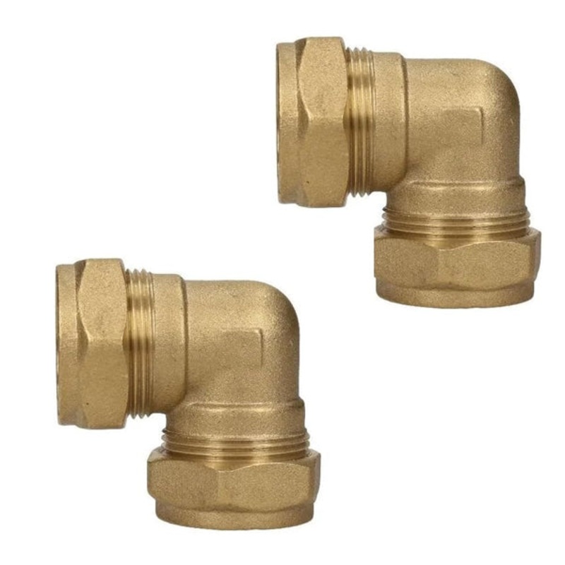 NPH 15mm Brass Compression Elbows Angled Pipe Connectors for Copper Pipe – Pack of 2