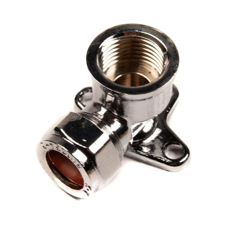 NPH 15mm x 1/2 Wall Plate Elbow Compression Chrome on Brass