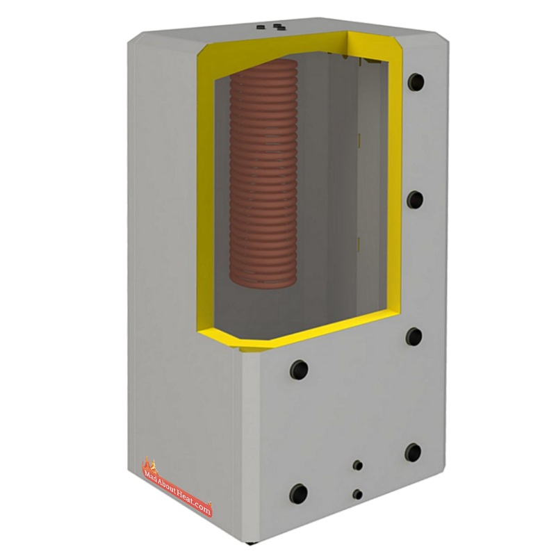 Buffer tank with coil, thermal store with coil, accumulator tanks.