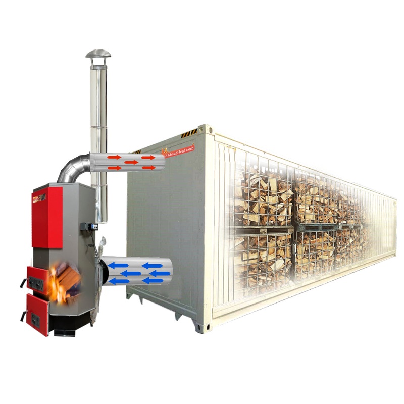 Kiln heater for 40ft container, 70kW hot air blower, wood drying equipment.