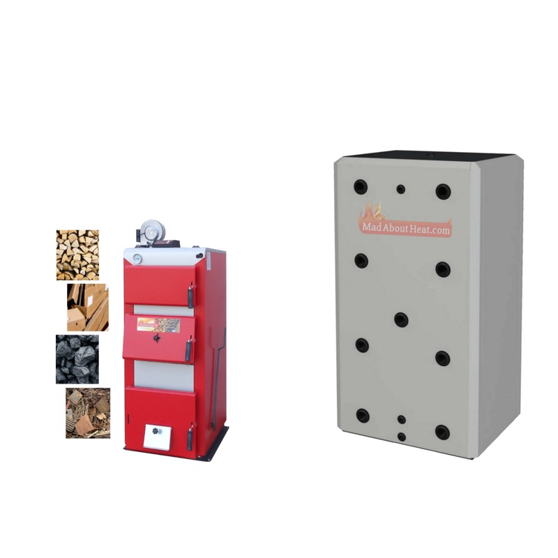 Solid fuel wood boilers and buffer tanks combo.
